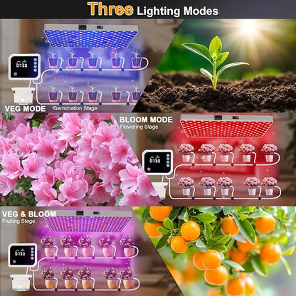 LED Grow Light with Automatic Watering System for Indoor Plants, Full Spectrum Plant Light with