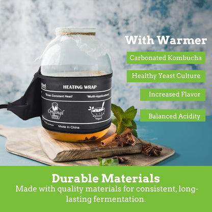 Nourished Essentials | Kombucha Heating Wrap Black - 3''x20'' - Precise Temperature Control for