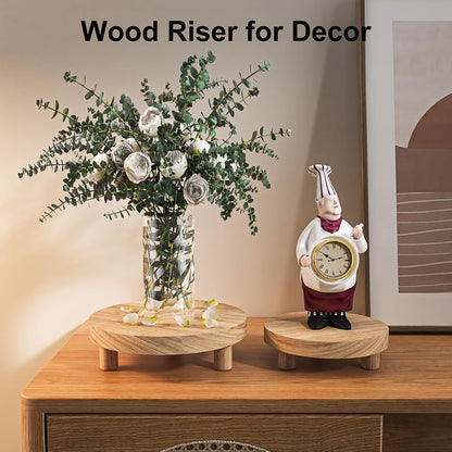 3 Pcs Wood Plant Stand Indoor Outdoor, Round Wood Riser for Decor 6/8/10" Wooden Stool Display