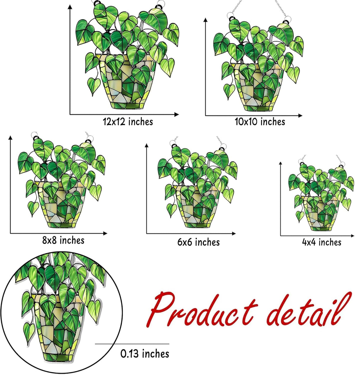 Pothos Acrylic Suncatcher Stained Glass Effect Window Car Hanging Christmas Ornament Indoor Outdoor