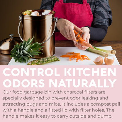 EPICA Countertop Compost Bin Kitchen | 1.3 Gallon | Odorless Composting Bin with Carbon Filters |