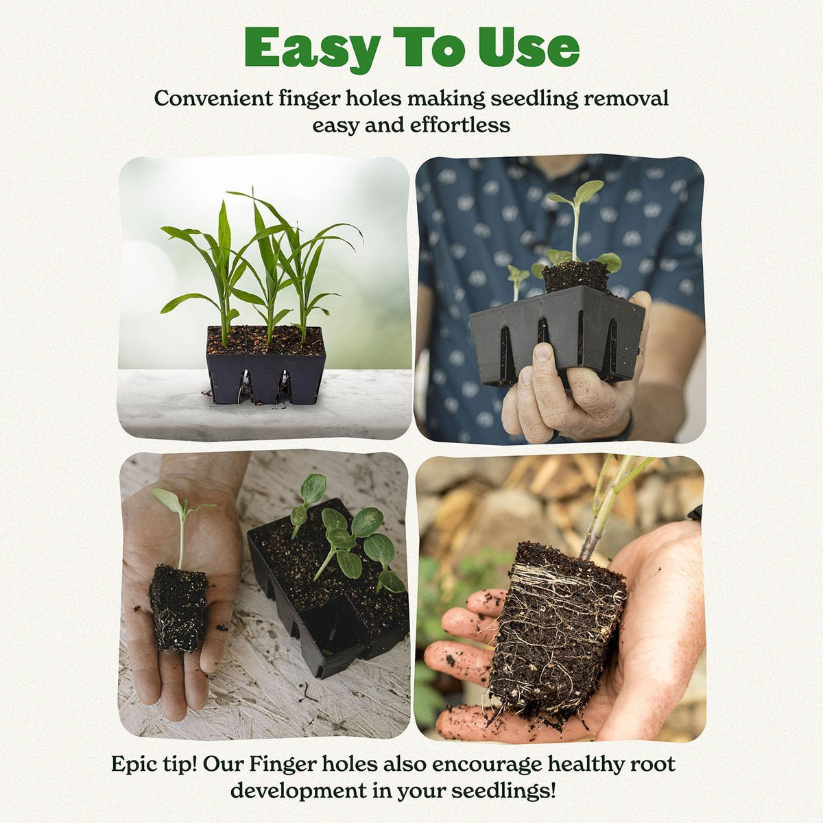 Epic Gardening Reusable Seed Starter Tray - 6 Cell/72 Seedling Starter Trays - Easy Watering