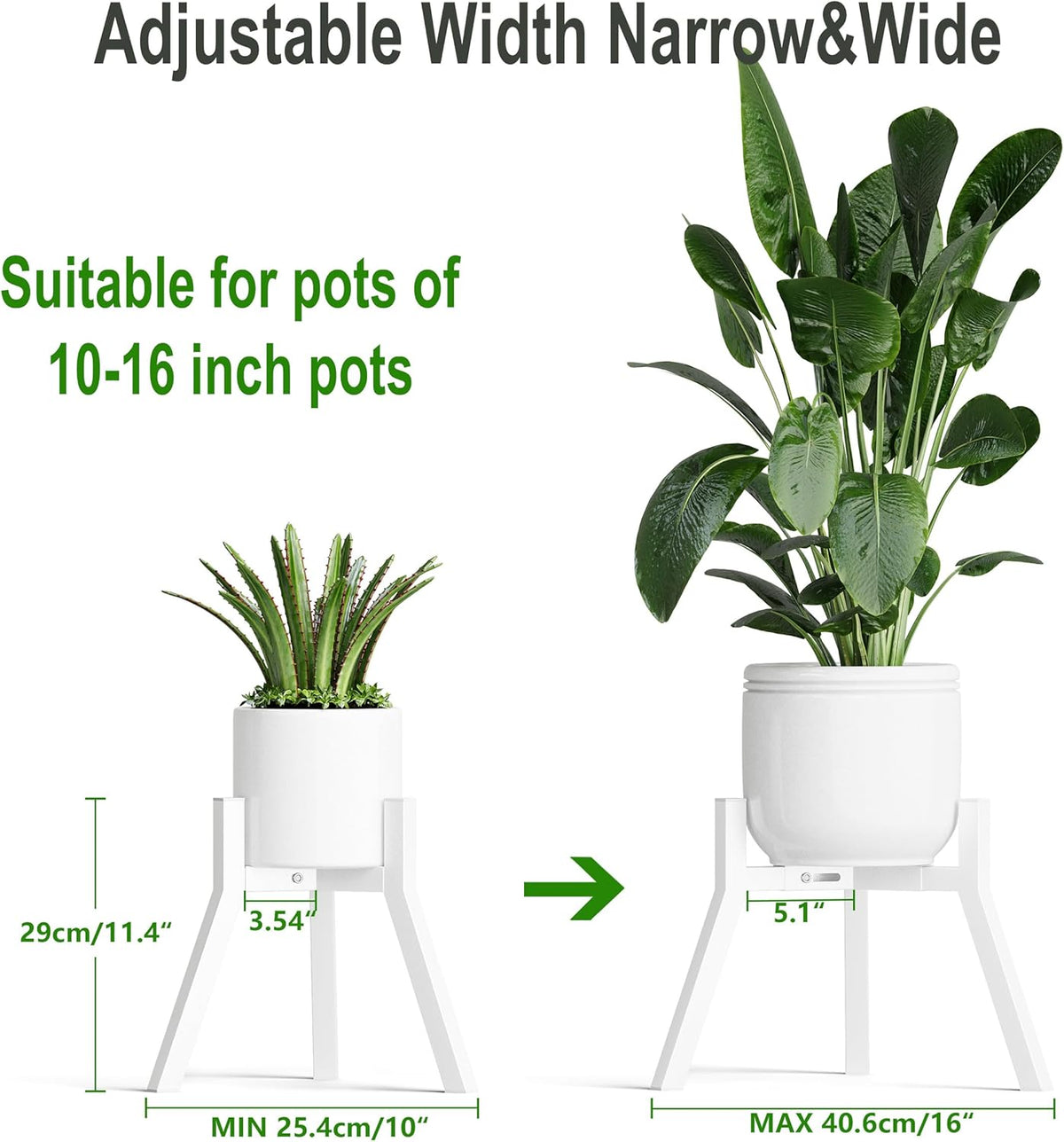 Adjustable Plant Stands Set of 2, Metal Modern Small Plant Holder, Heavy Duty Stable Flower Holder