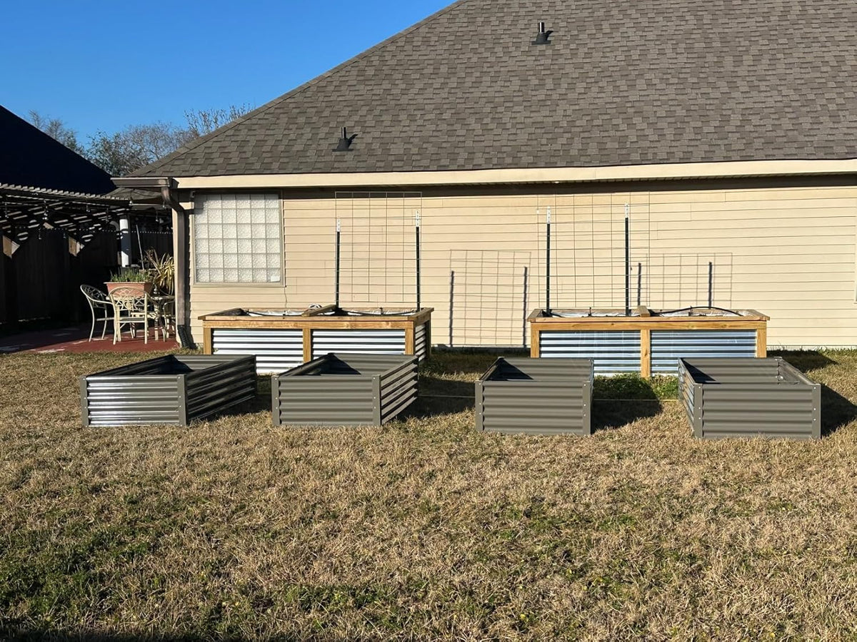 A ANLEOLIFE 6-Pack 4X4X1.5ft & 6X3X1.5ft Deep Root Galvanized Raised Garden Beds Outdoor for