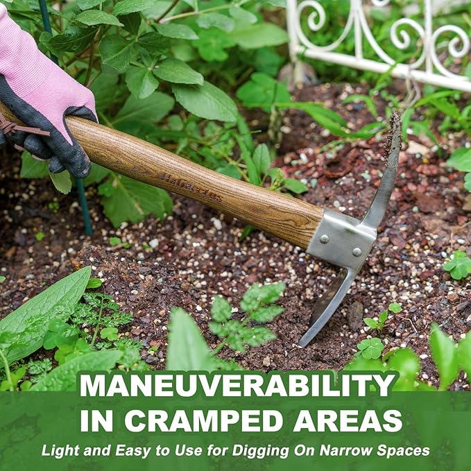 Haliaeetus Pick Axe, Stainless Steel Mattock with Sharp Pick and Cutting Edge for Breaking up Heavy
