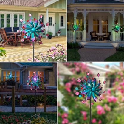 Solar Wind Spinners for Yard and Garden-60.6 Inch 360° Metal Wind Sculptures Outdoor Clearance