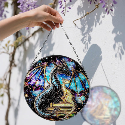Stained Glass Window Hanging, 8 Inch Dragon Stained Glass Suncatcher, Sun Catchers Indoor Window
