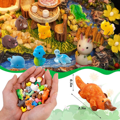 42 Pcs Mini Resin Animals 42 Styles Resin Animals Figurines Bulk for Fairy Garden Miniature