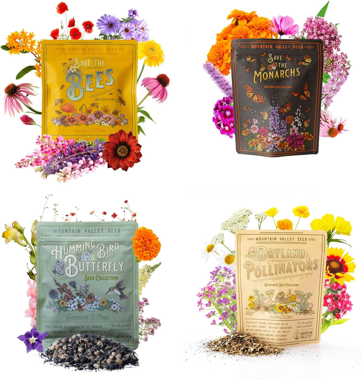 Wildflower Seeds Collection - 500,000+ Bulk Seeds - 6 Different Mixes Including Hummingbird &
