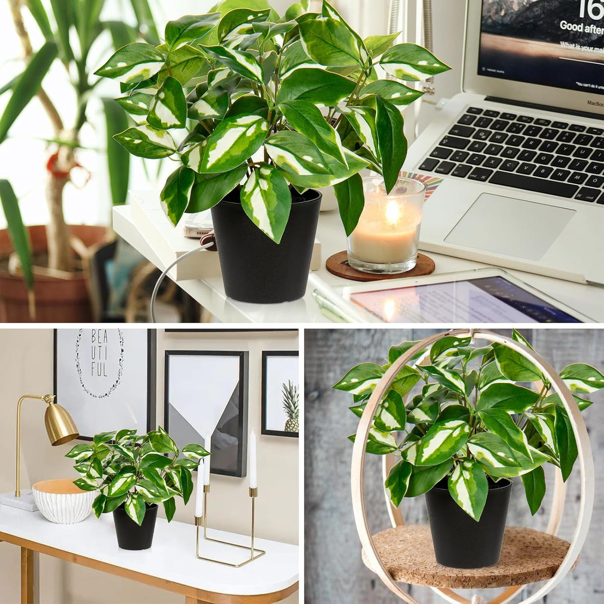 Artificial Plants Indoor Small Fake Plants in Pots Faux Pothos N‘ Joy Potted Plant Fake Indoor