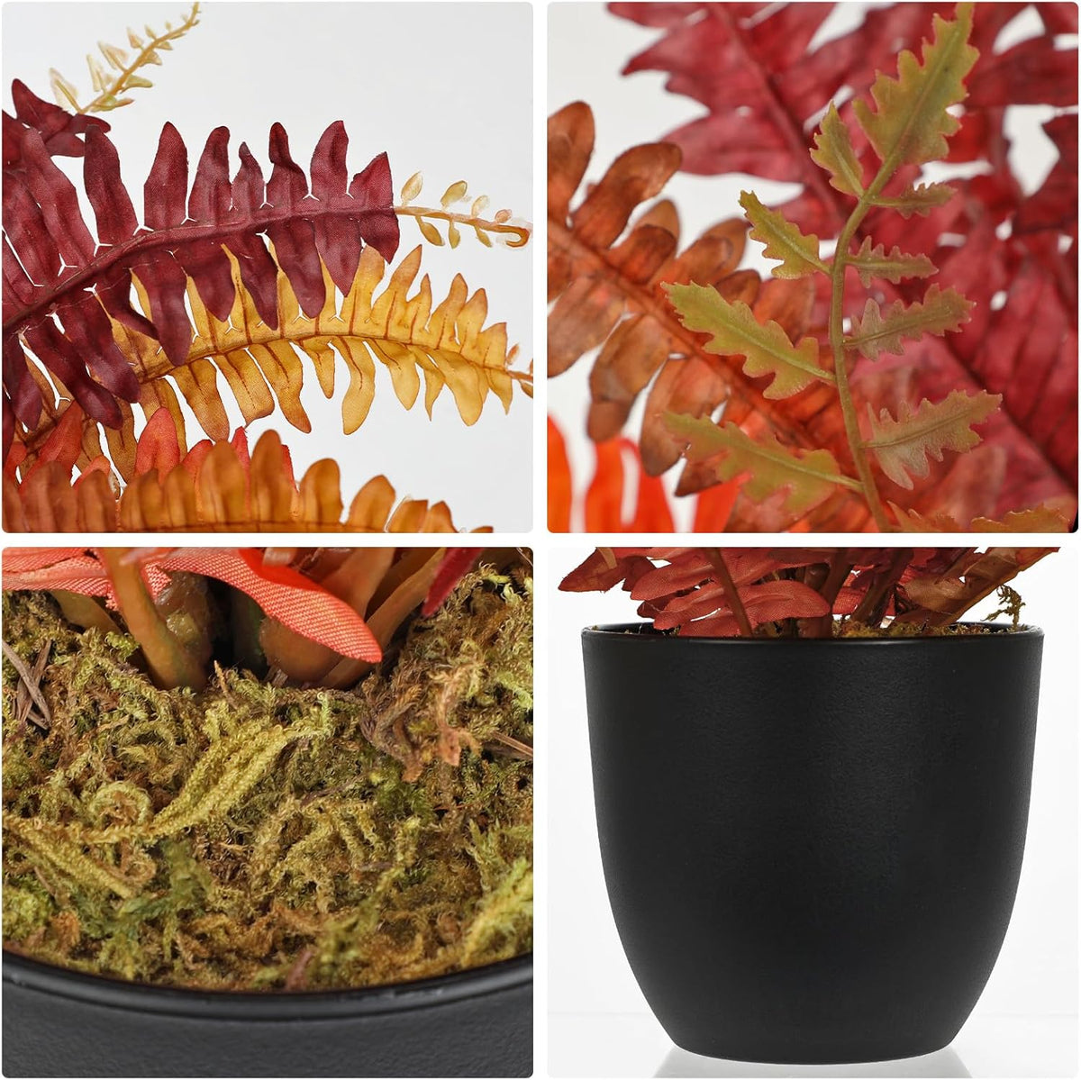Hollyone Fake Boston Fern in Pot Fall Faux Fern Medium Potted Plant Medium Autumn Decor Plants