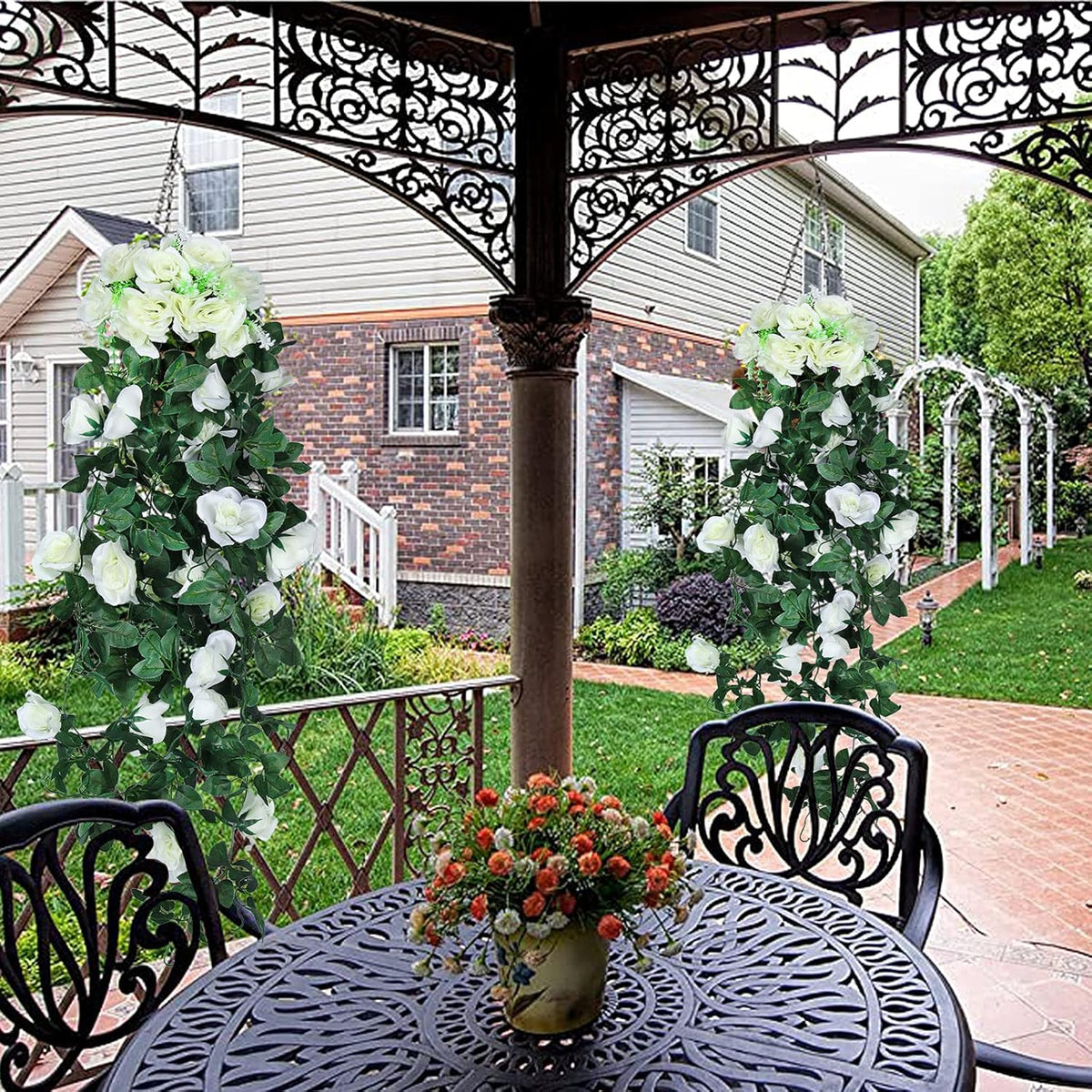 RECUTMS Artificial Plants Hanging 2Pieces 3.3Ft Rose Plant Flowers Vines Wedding Home Office Arch