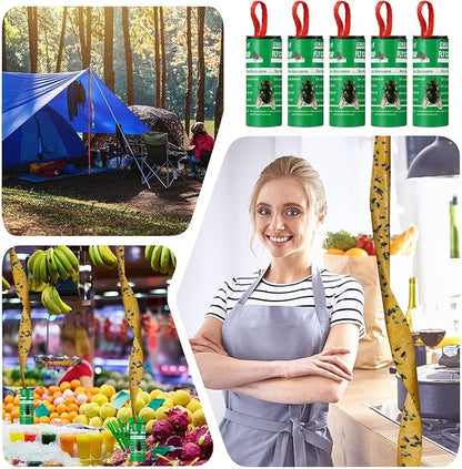 Qualirey 160 Pack Fly Strips Sticky Fly Trap Indoor Outdoor Hanging Ribbon Tape Paper Flying Insect