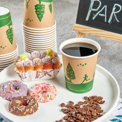 ECOLipak 300 Count Compostable Paper Cups, 8 oz Biodegradable Disposable Paper Coffee Cups with PLA