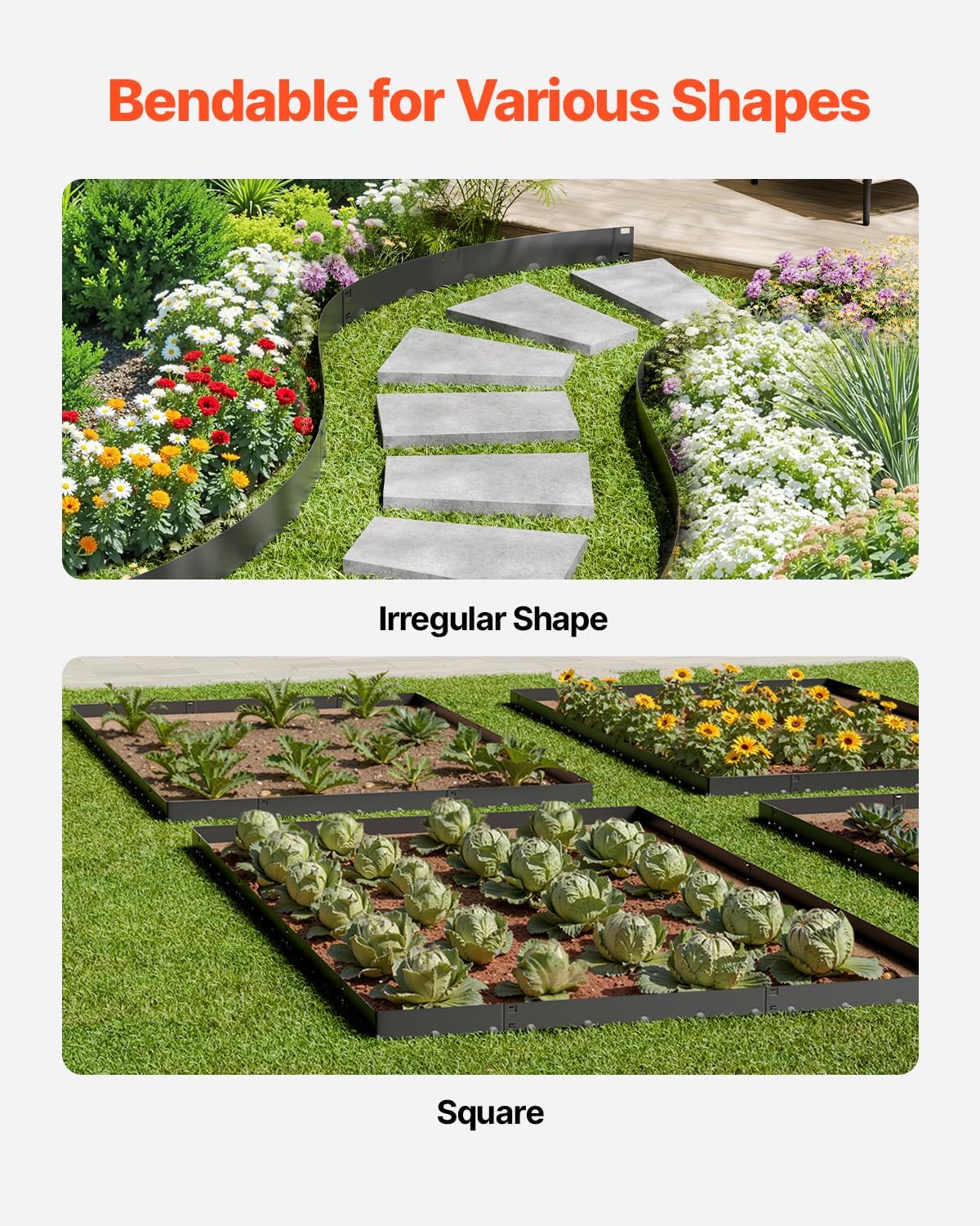 VEVOR Steel Landscape Edging, 5 Packs 39 x 5 in Rust-Resistant Metal Landscape Edging, Bendable