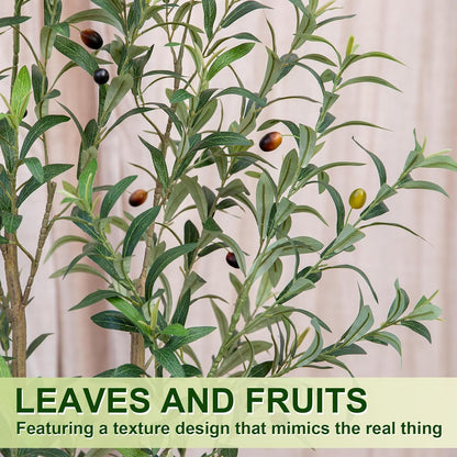 7FT Olive Tree Artificial Indoor, 84in Tall Faux Olive Tree with Pot, Fake Potted Tree with Fruits