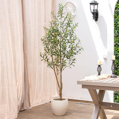 7FT Olive Tree Artificial Indoor, 84in Tall Faux Olive Tree with Pot, Fake Potted Tree with Fruits