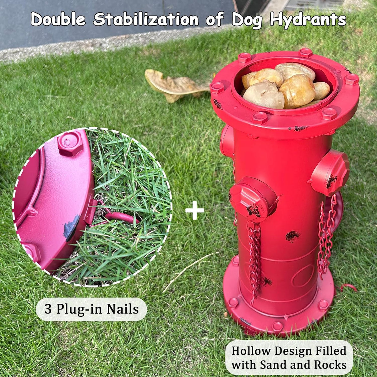 Fake Fire Hydrant for Dogs, 16.3" Red Metal Dog Pee Post with Stakes, Puppy Training Tool