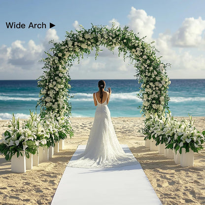 RUBFAC 94" Metal Wedding Arch Frame, White Garden Trellis for Climbing Plants Outdoor, Garden