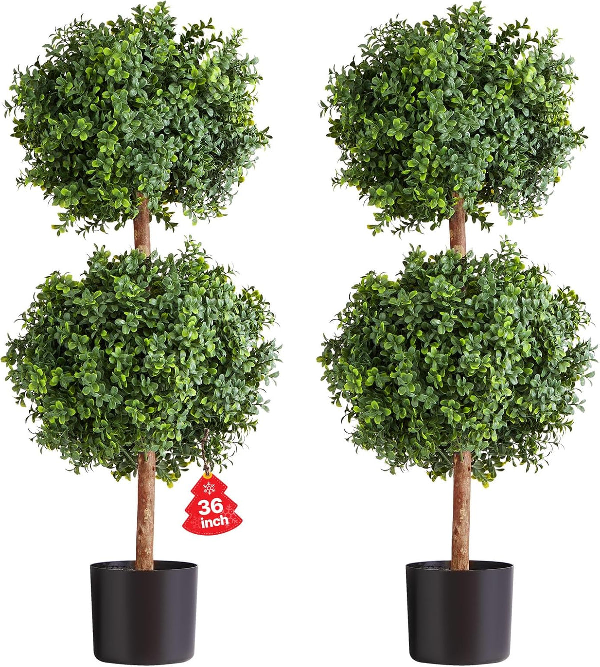 VEVOR Artificial Topiary Boxwood Double Ball, 2 Set 36 inch Faux Boxwood Plant Balls, Fake Silk