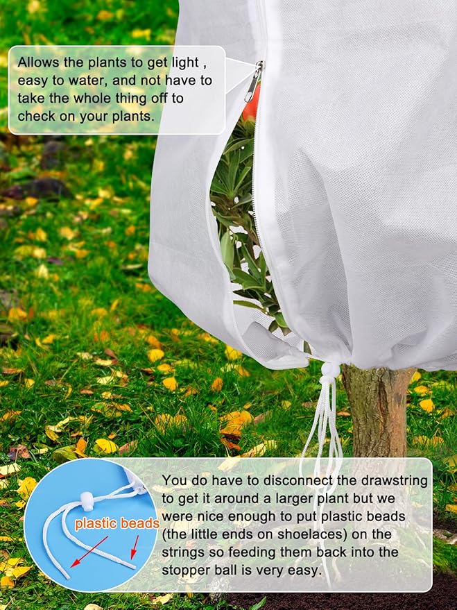 Abimars Plant Covers Freeze Protection Jacket 1.77 oz/yd², 3.2ft x 3.2ft Reusable Winter Plant