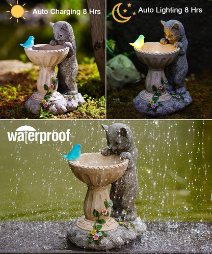 Nacome Cat Birdbath Garden Decor: Outdoor Statues Ornaments for Outside Decorations Yard Art Lawn