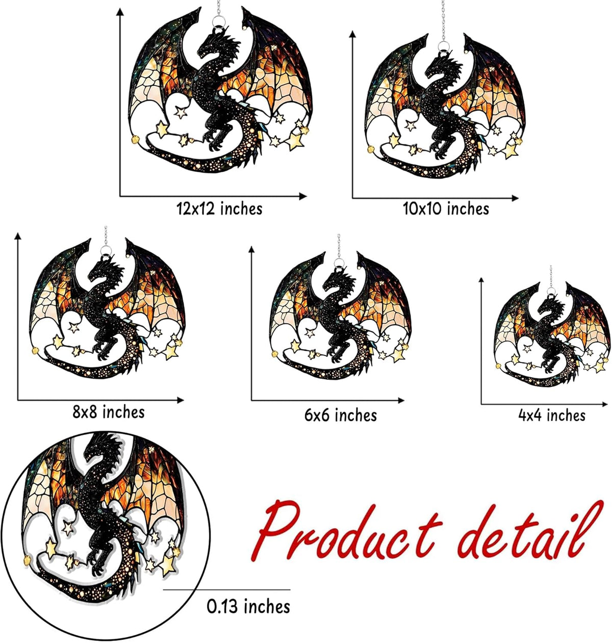 Fantasy Dragon Acrylic Suncatcher Stained Glass Effect Window Car Hanging Christmas Ornament Indoor