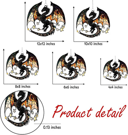 Fantasy Dragon Acrylic Suncatcher Stained Glass Effect Window Car Hanging Christmas Ornament Indoor