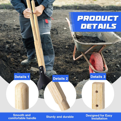 Zonon 2 Pcs Square Eye Post Hole Digger Handle Wood Post Hole Digger Replacement Handle, 48 Inches