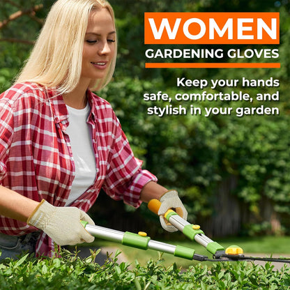 HANDLANDY Gardening Gloves for Women, Breathable Ladies Leather Garden Yard Gloves Best Gift for