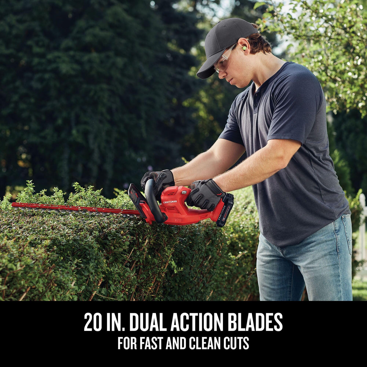 CRAFTSMAN V20 Cordless Hedge Trimmer with Battery and Charger Included, 20 in. Blade, Rechargeable