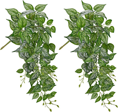 DILATATA Fake Hanging Plants Artificial Hanging Plants 26" Faux Pothos Leaves Plant for Wall Shelf