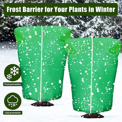 4 Pcs Plant Covers Frost Protection Bag 71" x 47" Winter Reusable Plants Jacket with Drawstring