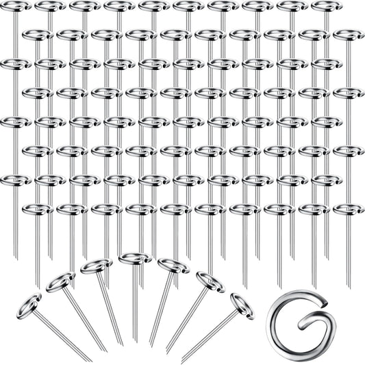 Therwen 100 Pcs Circle Top Landscape Pins Bulk Garden Landscape Staples Galvanized Heavy Duty