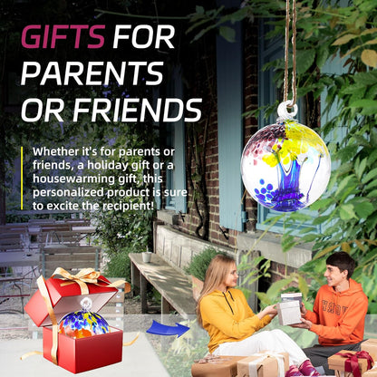 VOREEN 4" Hanging Glass Garden Gazing Ball Hand Blown Glass Witch Ball Christmas Ornament