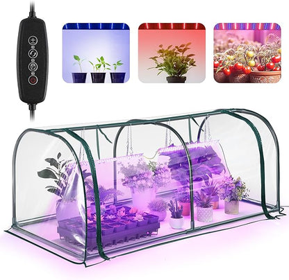 Meonum Indoor Greenhouse with Grow Lights, 51.18 "L x 25.59" W x 21.65" H Small to Medium Portable