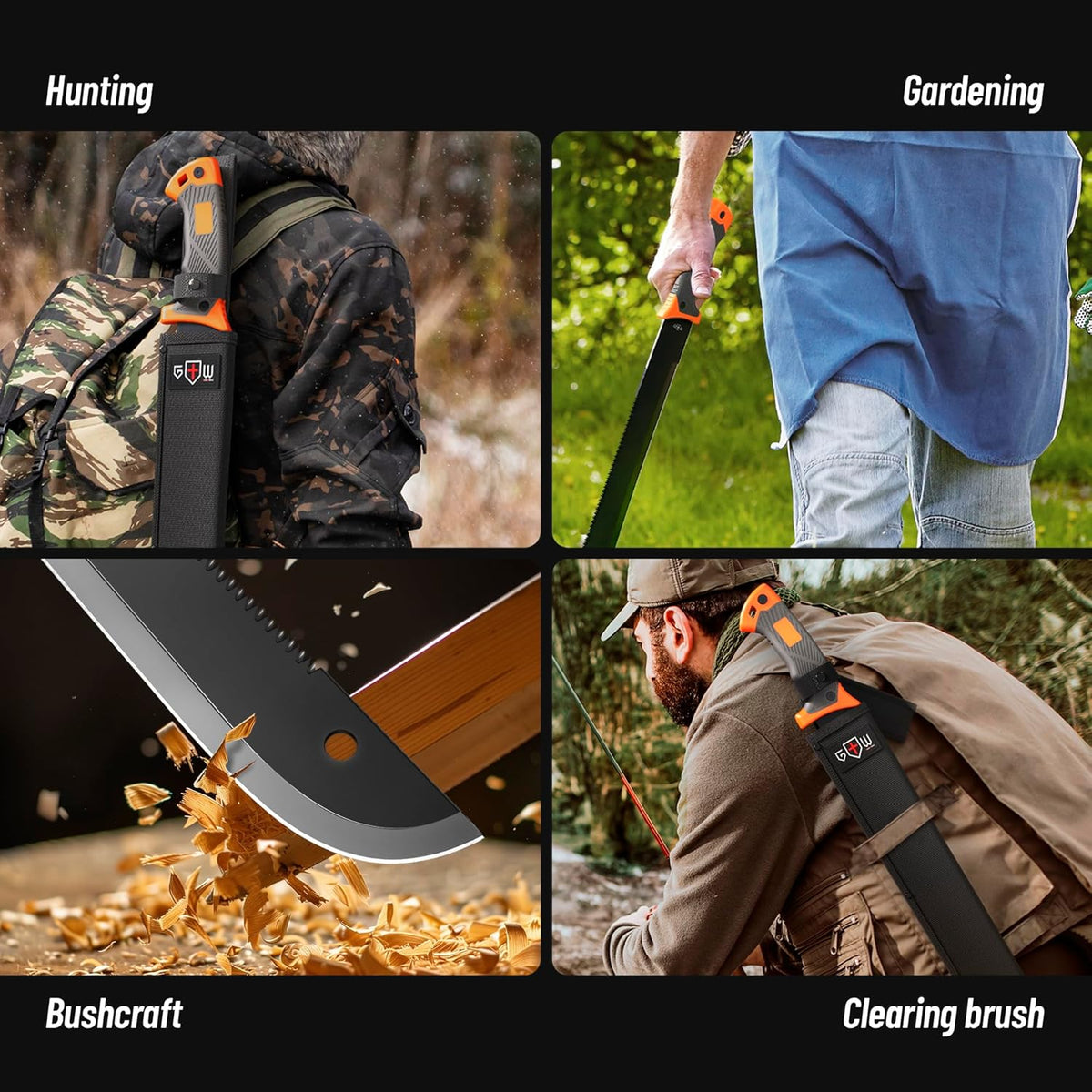 Machete with Saw - 25” Heavy Duty Tool & Sheath - Ergonomic No-Slip Handle - Survival Knife with