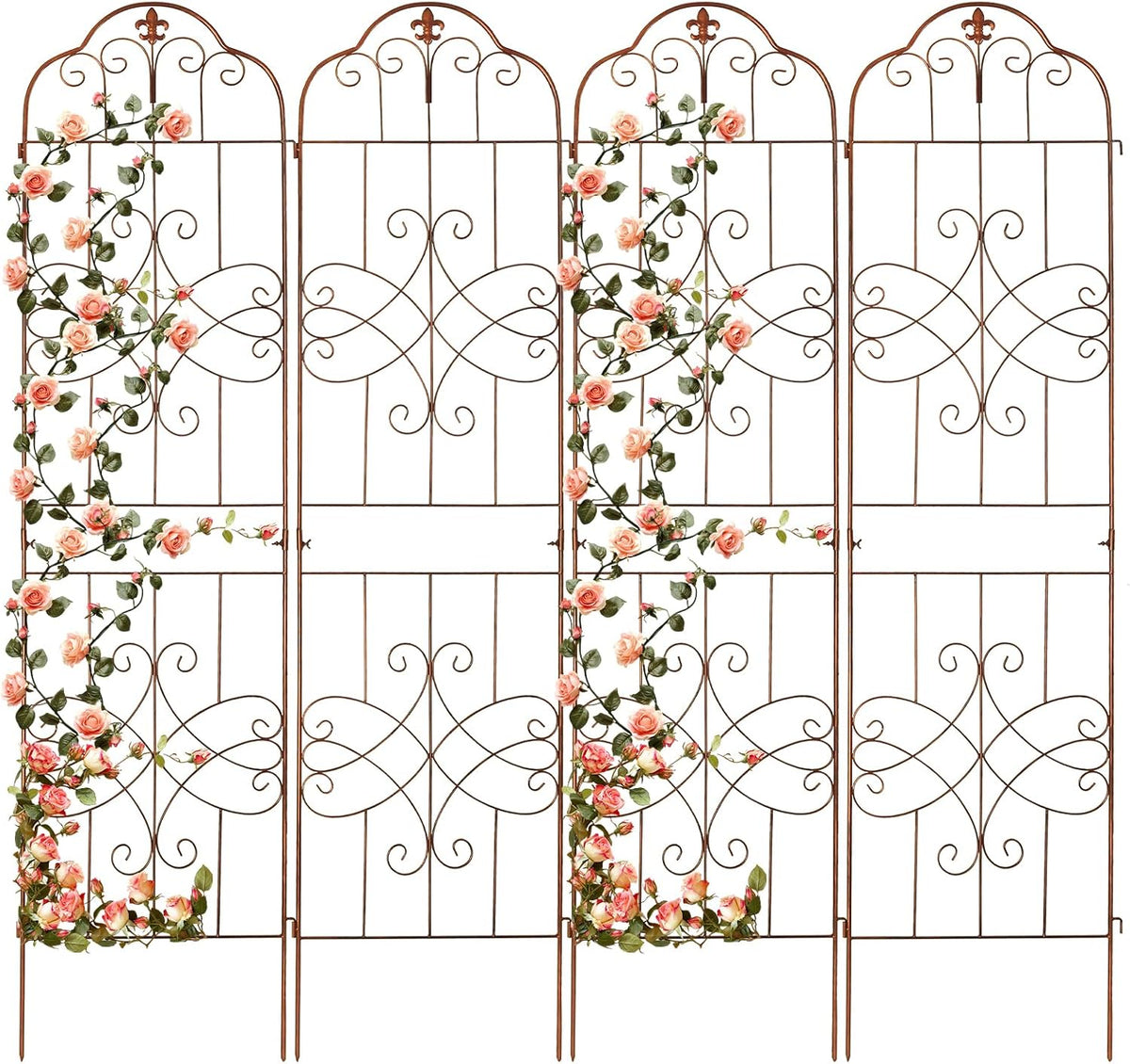 hogardeck 4 Packs 84 * 19 inch Metal Garden Trellis for Climbing Plants Outdoor,Heavy Duty,Coating