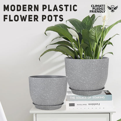 Plant Pots 12/10/9 inch Set of 3, Flower Pots with Multi Mesh Drainage Holes, Large Planters for