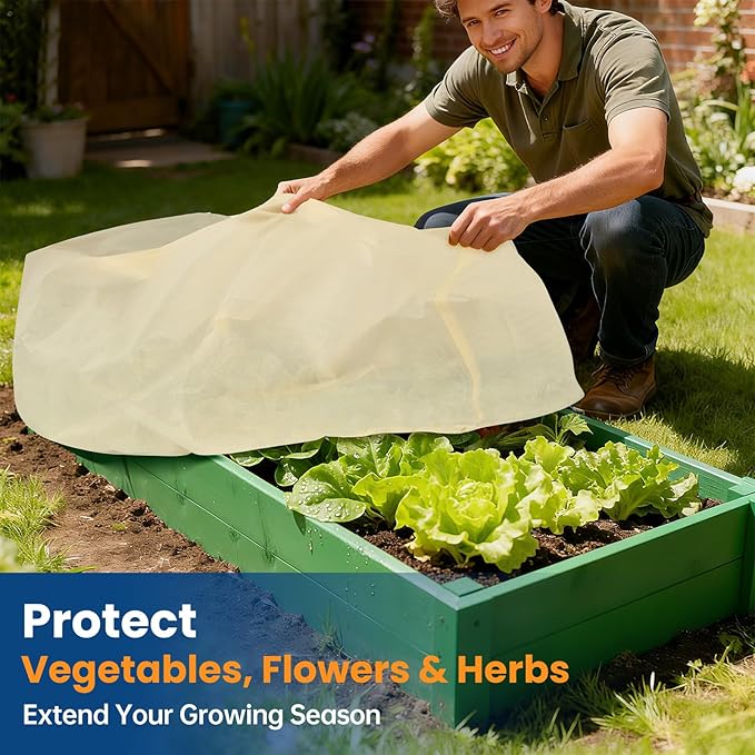 Plant Covers Freeze Protection, 2 Pack Garden Covers for Raised Bed, Frost Cloths for Outdoor