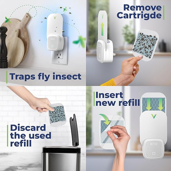 VEYOFLY Fly Trap Indoor, Fruit Fly Traps for Indoors Flying Insect (2 Device + 6 Refills) Gnat