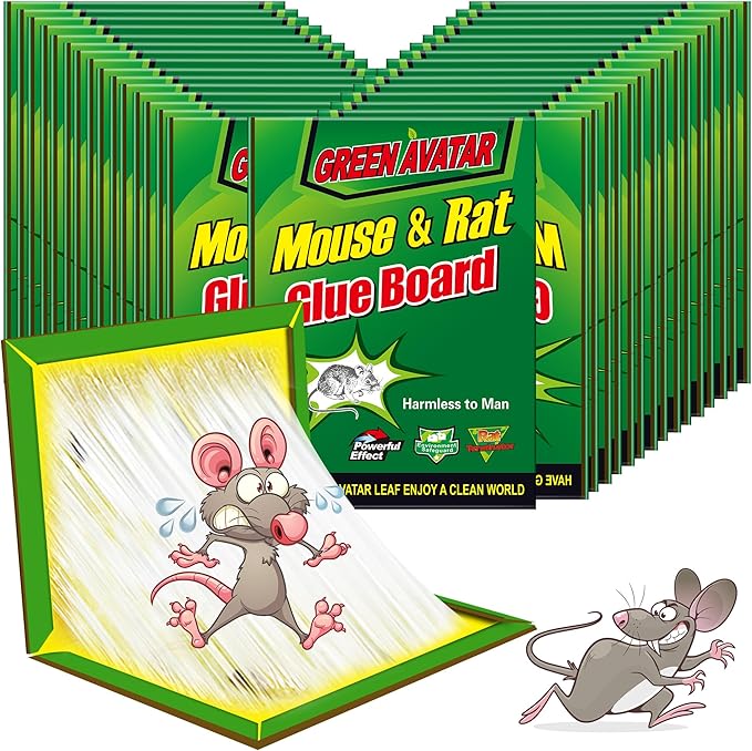 Ezoon 24 Pack Large Mouse Glue Traps with Enhanced Stickiness, Sticky Rat Snake Mouse Traps Pad