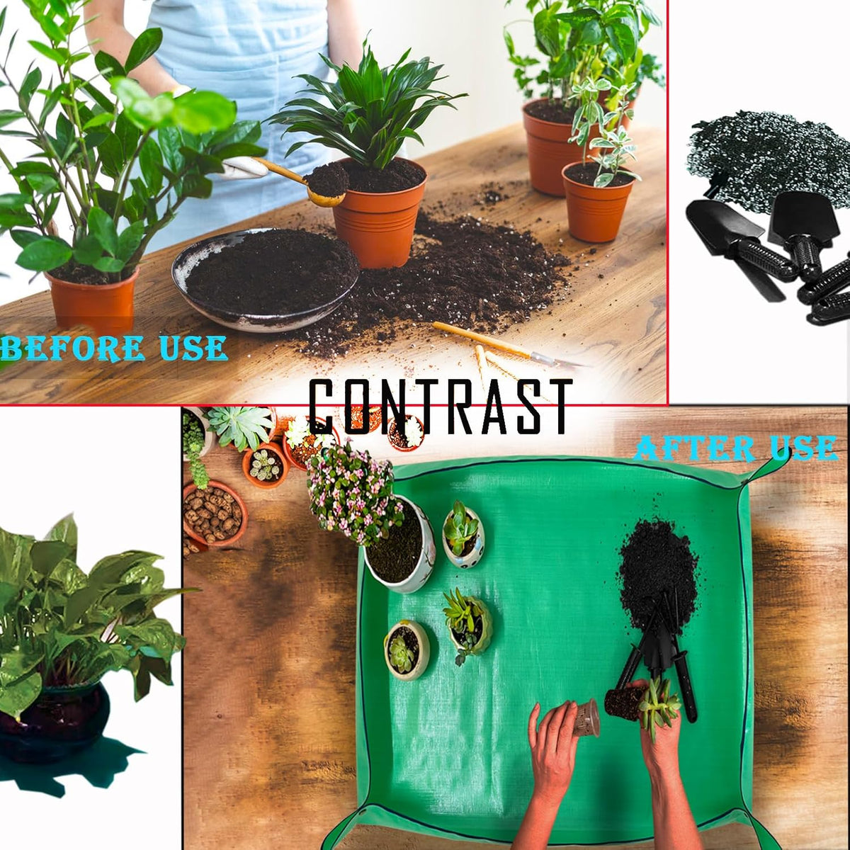 BIUWING Plant Repotting Mat,Waterproof Transplanting Mat,Foldable Indoor Succulent Potting Mat for
