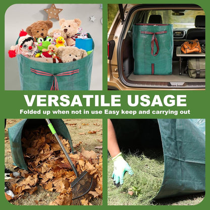 4Pack 40 Gallon Dustpan Type Lawn Bags Reusable Collapsible Heavy Duty Leaf Bags Yard Waste bags