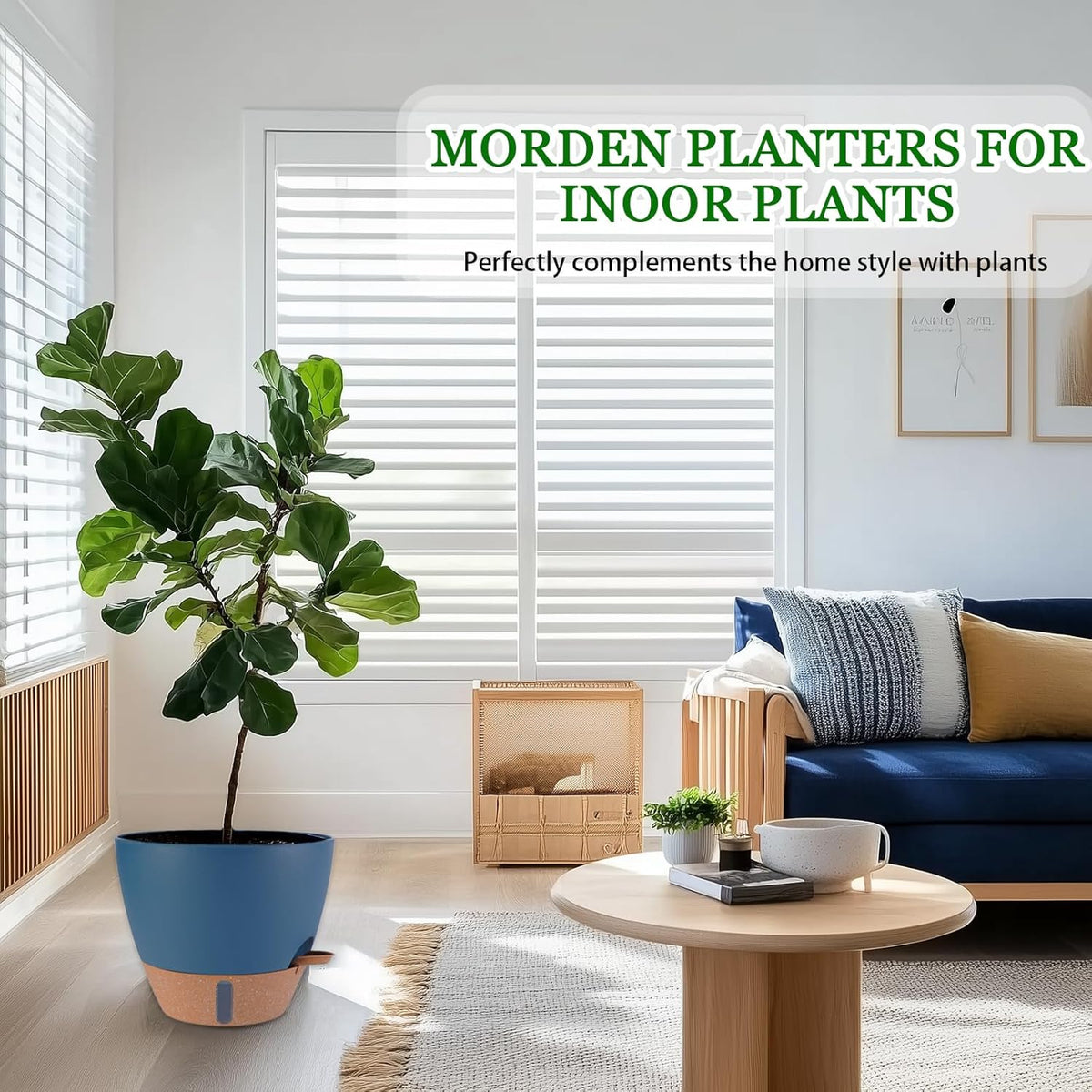 12/10/8 inch Plant Pots, Large Plastic Self Watering Planters with Drainage Holes, Deep Reservoir