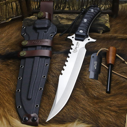 BA-KOR (15.8 inches) 5mm full Tang 9CR18MOV steel nylon fiber handle Bowie knife + sheath + (5.9
