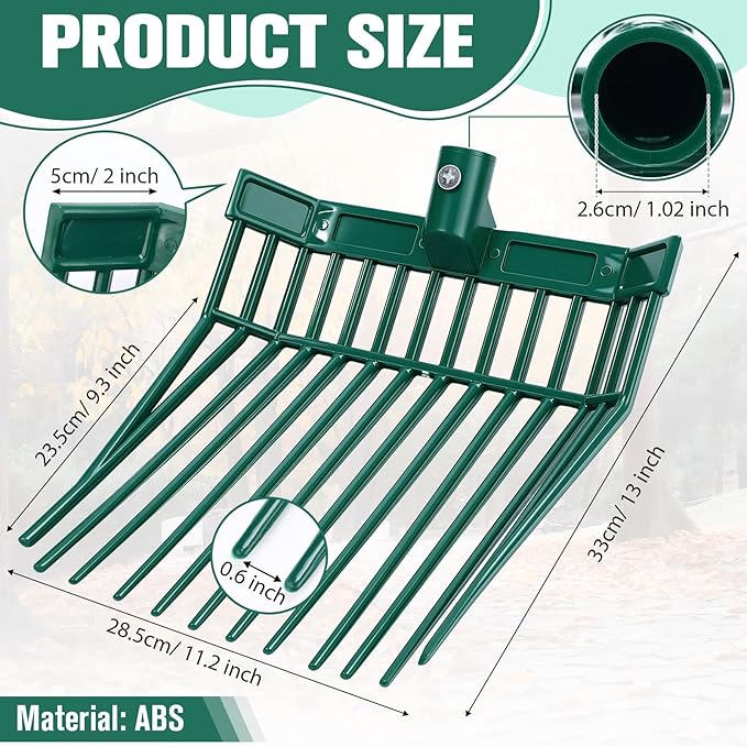 Lasnten 6 Pack Manure Fork Replacement Heads 12 Tines Heavy Duty Pitchfork Heads with Screws & Nuts
