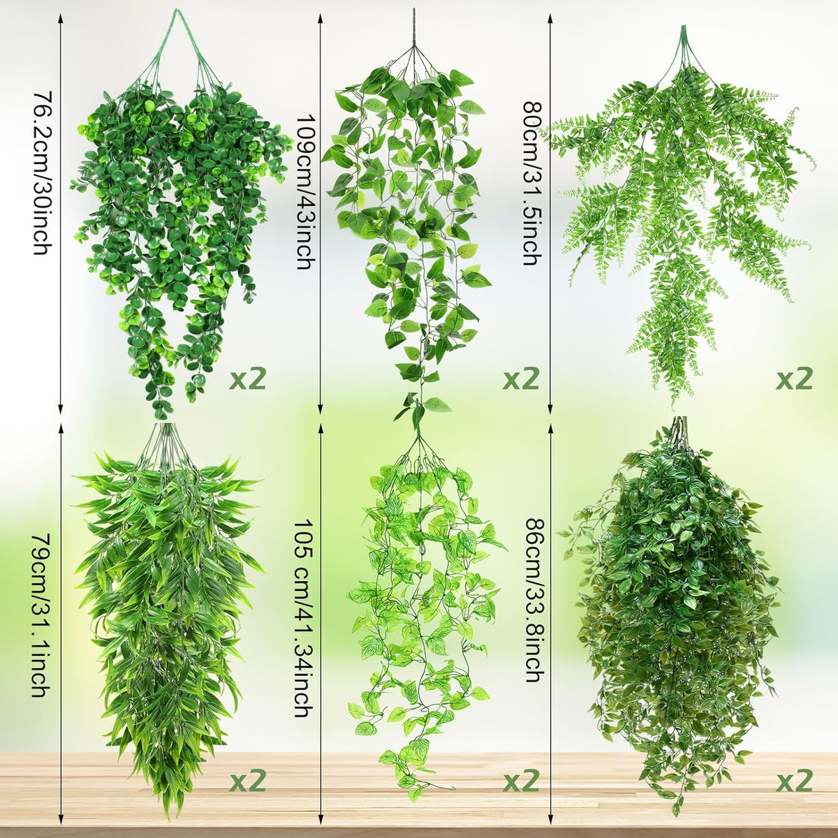 Hoteam 12 Pcs Artificial Hanging Plants 32 Inch Fake Ivy Vines with Fake Leaves Patio Artificial
