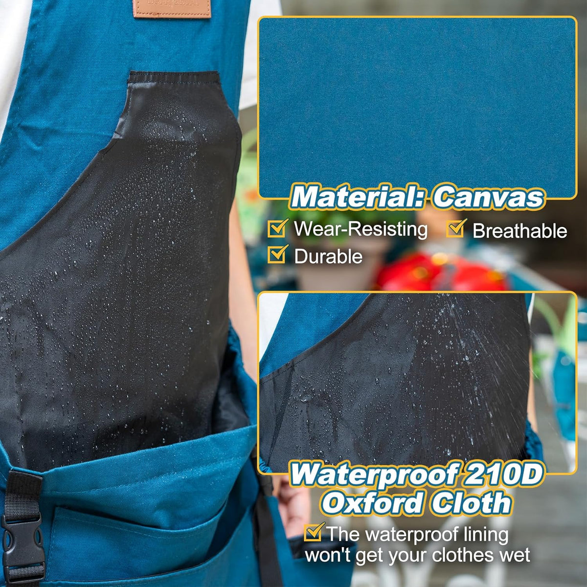 Berry&Bird Harvest Apron, Canvas Gardening Apron with Pockets and Harvesting Pouch Waterproof