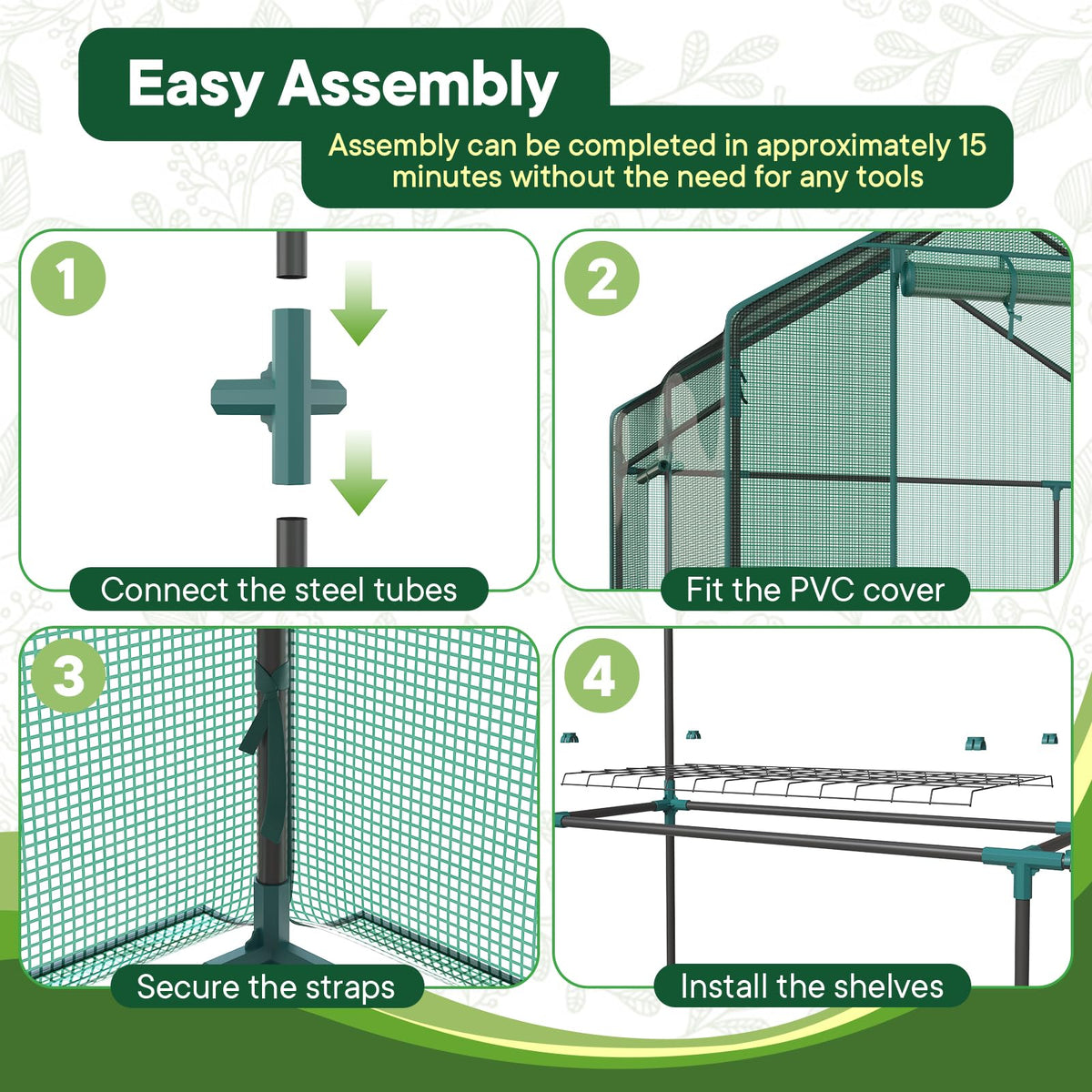 OLIXIS 56"x56"x77" Outdoor Greenhouse, with 2 Tier 8 Plant Shelves